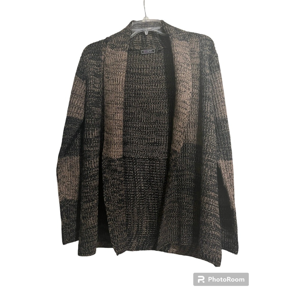 Effeci Women's S Sweater Brown Open Cardigan Shawl Collar Brown Long Sleeve